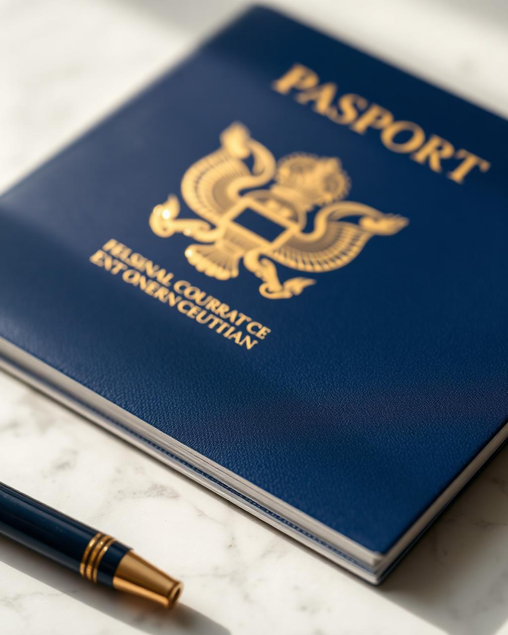 Passport on marble surface